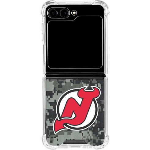 NHL New Jersey Devils Camo Galaxy Z Flip6 Clear Case